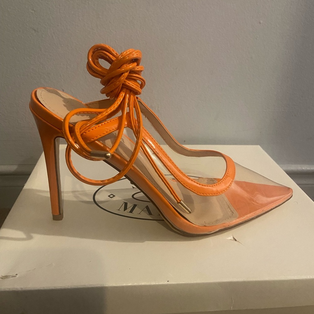Orange Wrap Up Stiletto Heels